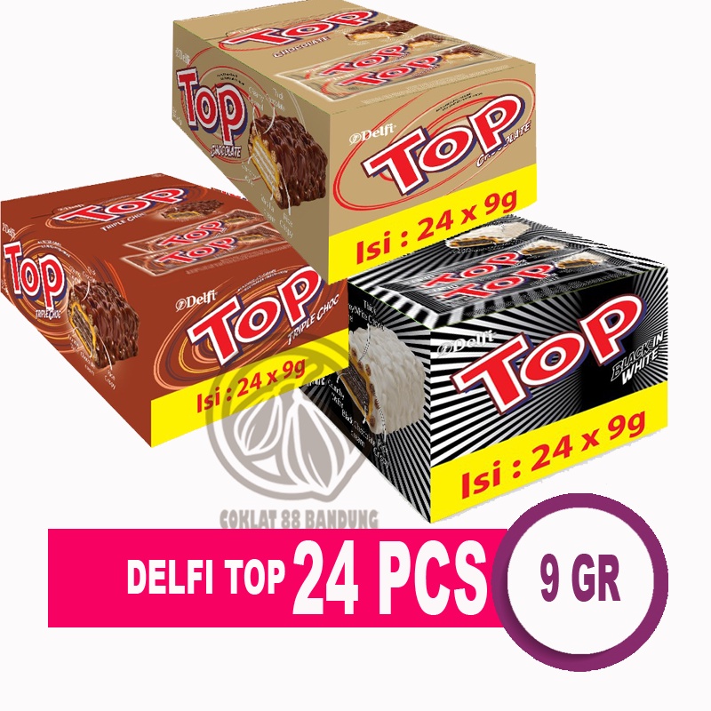 

DELFI TOP BOX 22 PCS X 9GR, DELFI TOP COKLAT WAFER BLACK IN WHITE 1 DUS