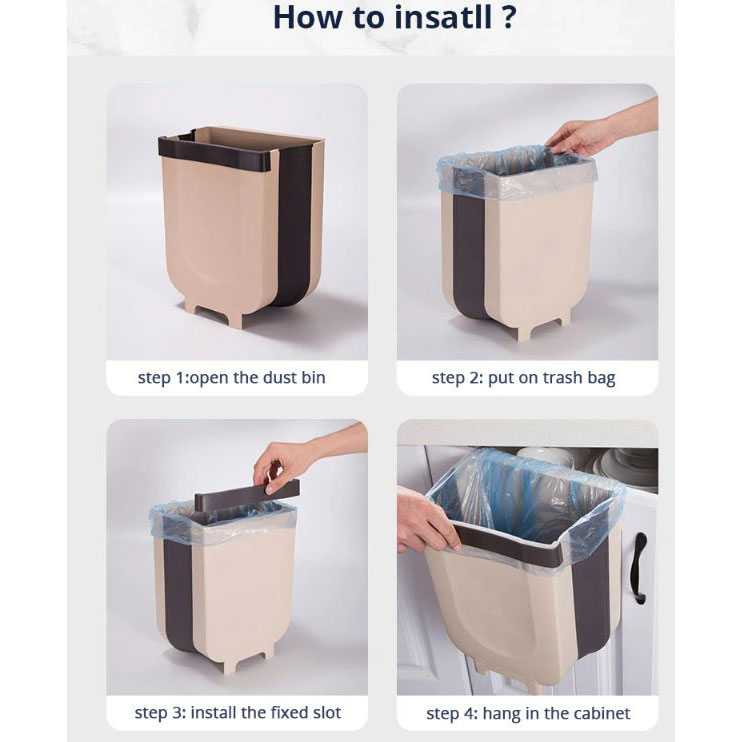 Tempat Sampah Lipat Mobil Dapur Foldable Bin Trash 6L accesoris mobil burnhilda