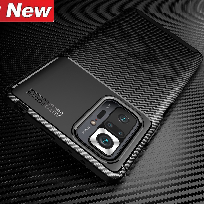 Soft Case Silikon Tekstur Carbon Fiber Shockproof Cover Xiaomi Redmi Note 10 Pro 10S 10 4G
