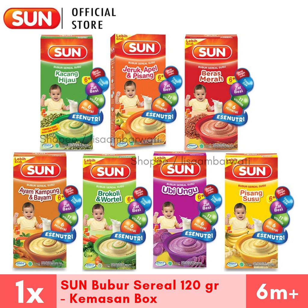 SUN Bubur Sereal Susu 120 g / SUN BUBUR CEREAL SUSU 120 Gr