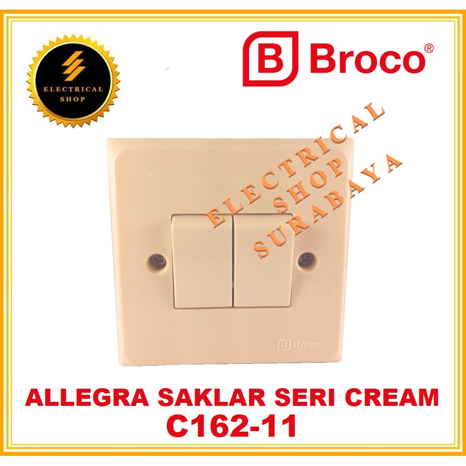 BROCO ALLEGRA IB SAKLAR SERI CREAM C162 (HARGA GROSIR) C16211 DOUBLE SWITCH INBOW TANAM