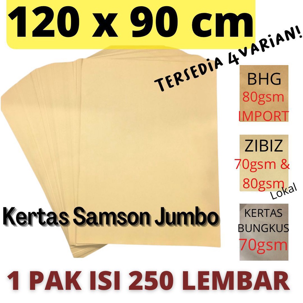 

Kertas Samson 90x120/120x90 KRAFT/ CRAFT / KERTAS BUNGKUS