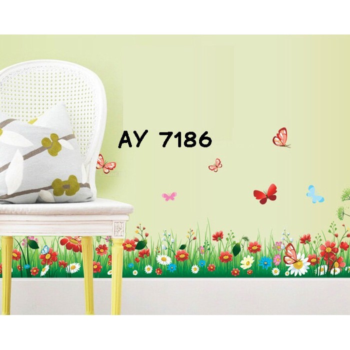 WALL STIKER UK.50X70 WALL STICKER DINDING RUMPUT DAN BUNGA