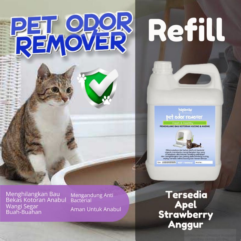 

Navi_Lezatoz Refill 1 Liter Penghilang Bau Kotoran Hewan Pesing Kandang Kucing Anjing Hamster Dll.