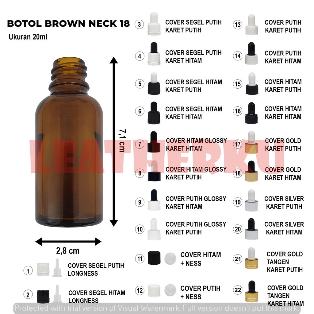 Botol Kaca Pipet Import 20 ML Brown