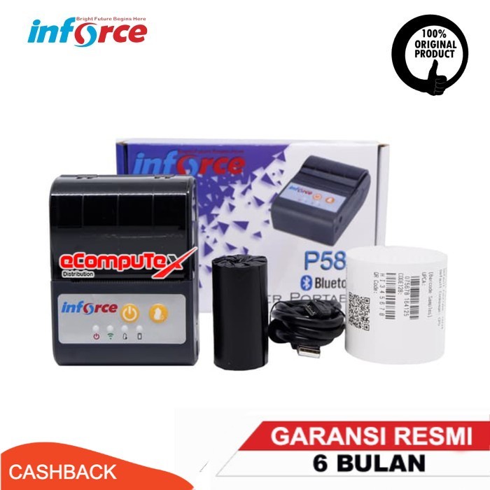 PRINTER PORTABLE KASIR STRUK INFORCE P58C USB BLUETOOTH BATERAI