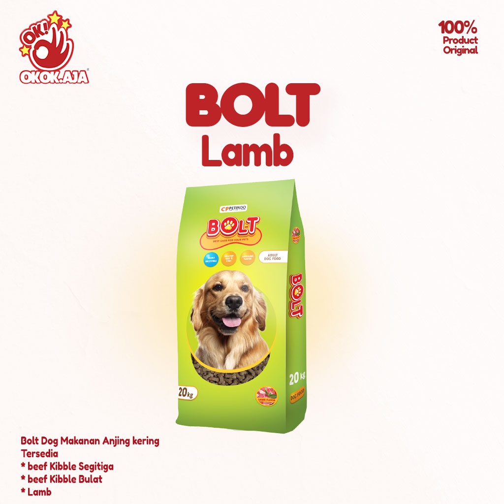 Makanan anjing kering premium murah BOLT DOG 20kg