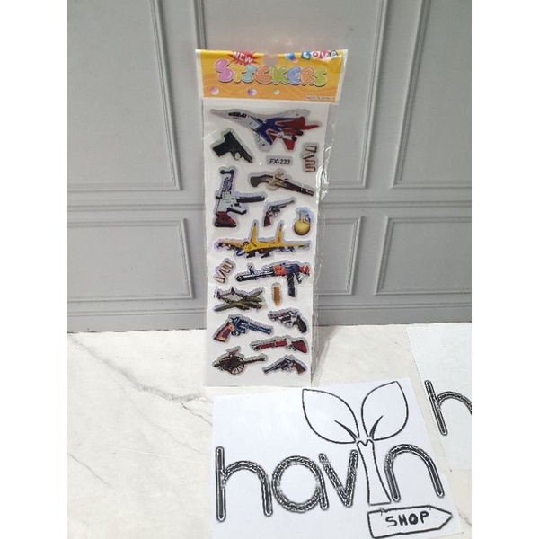 sticker gambar/sticker anak/Stiker Hologram-Pistol