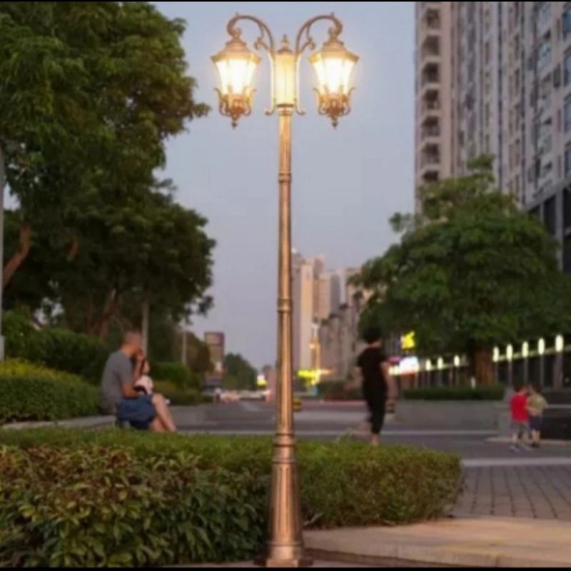 lampu hias outdoor/lampu tiang taman 3 meter 2 cabang
