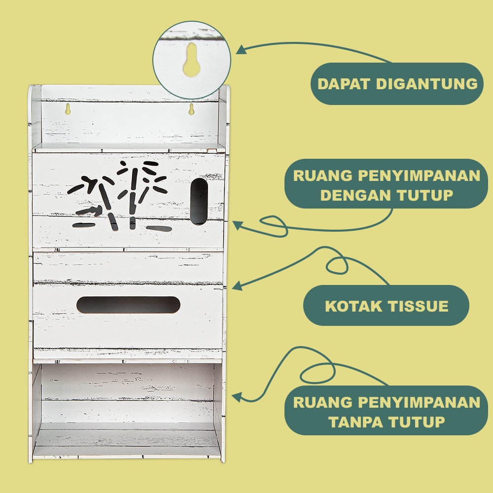 Rak Dinding Gantung Minimalis Kamar Mandi Serbaguna bahan Kayu MDF LC025