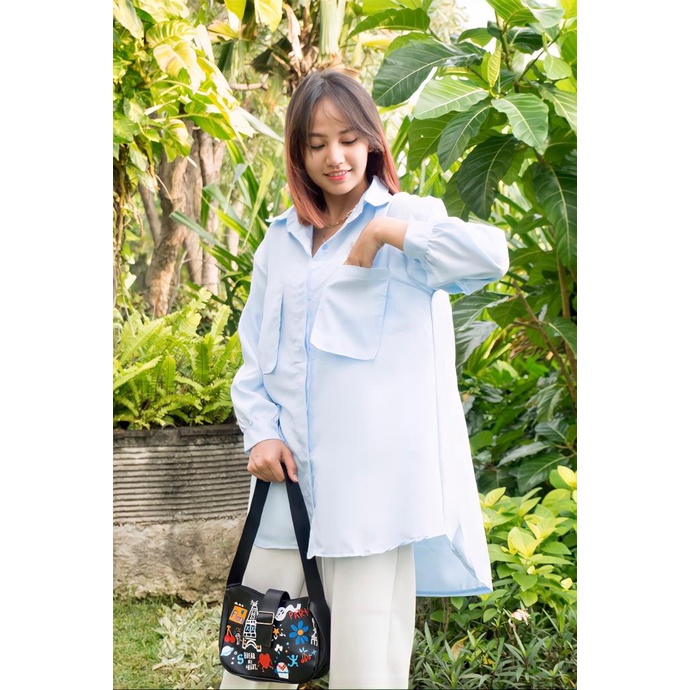 RX FASHION - Areum Korean Oversize XXL Shirt KATUN TWISTCONE / KEMEJA POCKET OVERSIZE / Kemeja LENDERS /  Blouse AULYS KOREAN OVERSIZE / niki shirt 2001 - NN