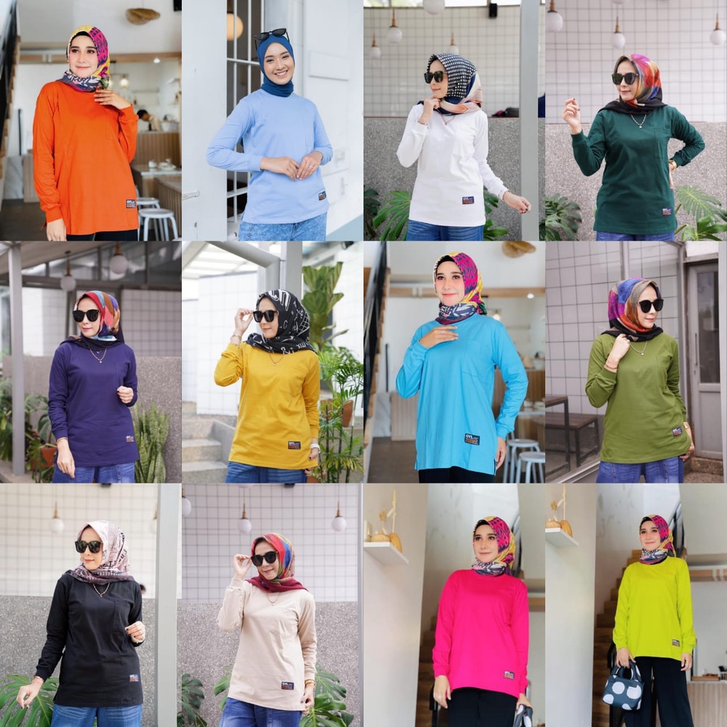 atasan KAOS polos WANITA  LENGAN PANJANG  _ basic catton PREMIUM(TOP SLIT LOST BAN)_GYL AUTHENTIC