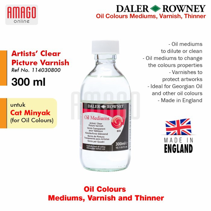 VERNIS GAMBAR DALER-ROWNEY - ARTISTS CLEAR PICTURE VARNISH 300 ml