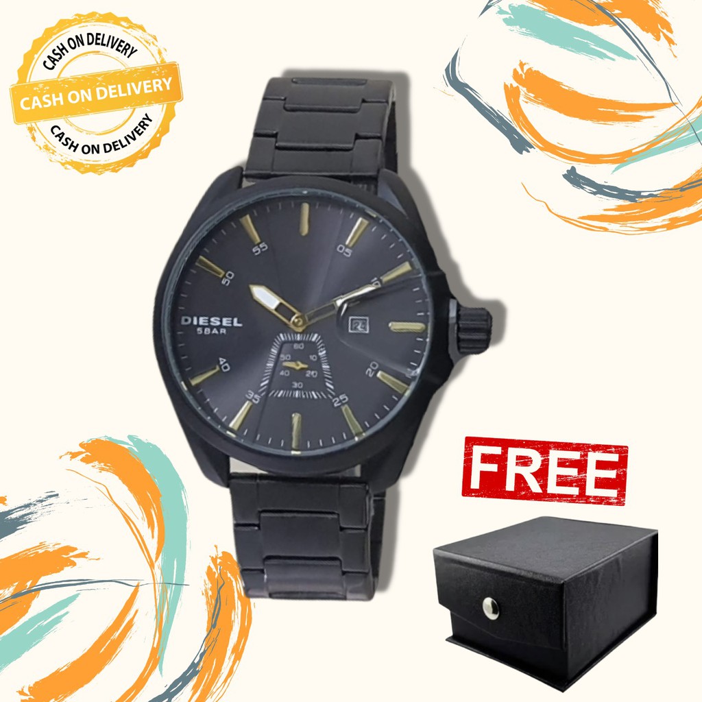 JAM TANGAN FOR MEN TANGGAL DAN DETIK BAWAH AKTIF - FREE BOX