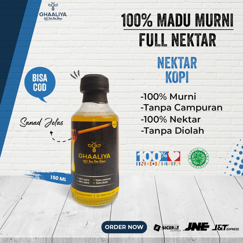 

MADU MURNI ASLI TANPA CAMPURAN 100% / MADU MURNI ASLI NEKTAR BUNGA KOPI 150ML A9