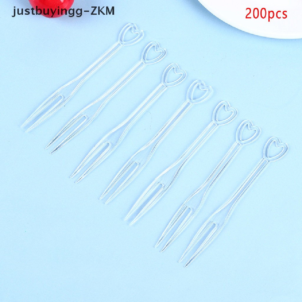 [justbuyingg] 500pcs/200pcs Heart-Shaped Cake Forks Mini Children Plastic Dessert Fruit Fork [zkm]