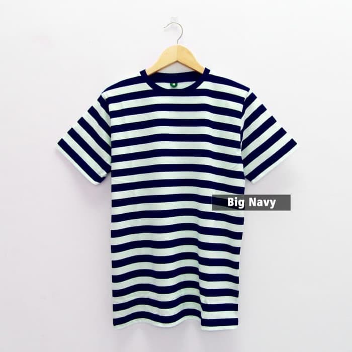 TERMURAH Kaos Polos Stripe Big Navy Size S M L XL Oblong Combed 30s COWOK CEWEK MURAH ASLI KEREN