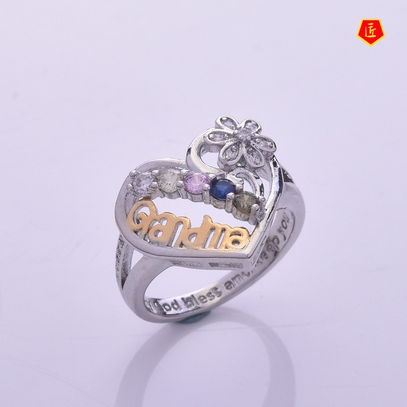 [Ready Stock]925 Silver Color Separation Diamond Heart-Shaped Ring