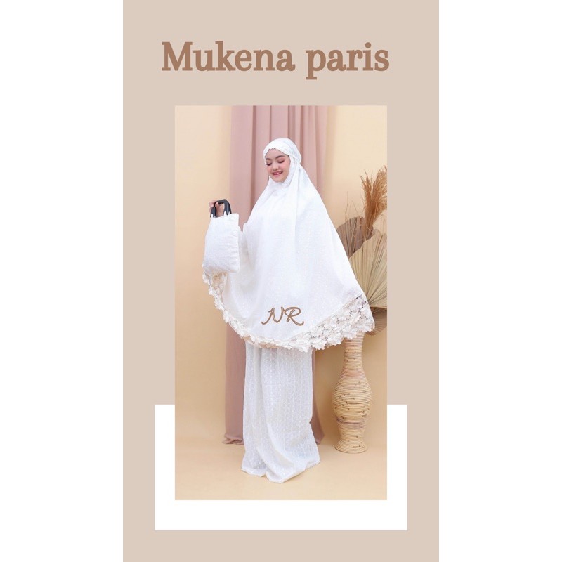 MUKENA PUTIH , MUKENA POLOS PUTIH DEWASA FULL BORDER , MUKENA HAJI UMROH ( MK-35 )