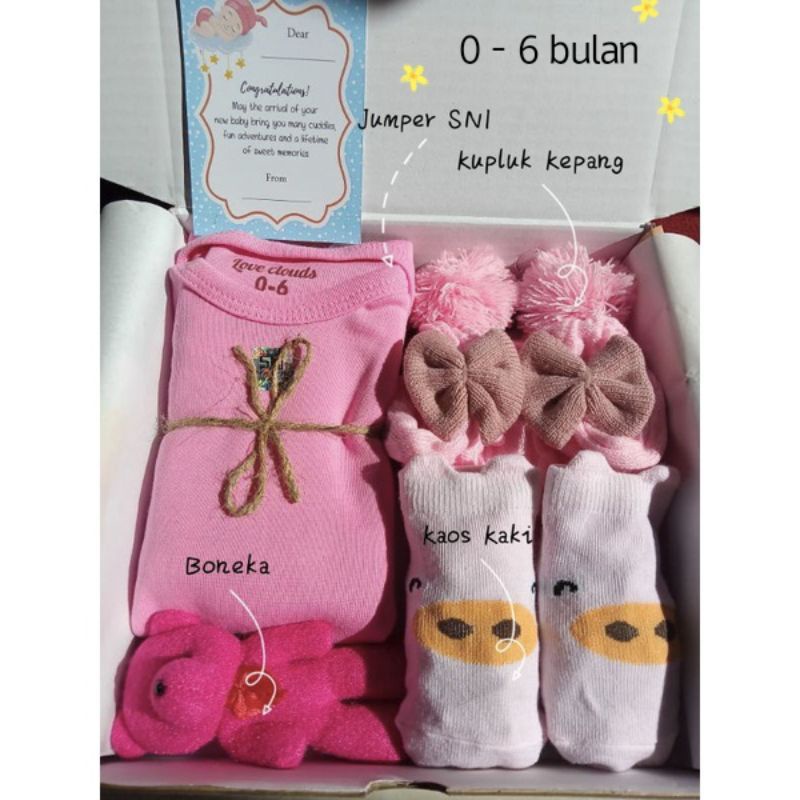 Hampers Bayi Newborn Baby Gift Set Unisex Kado Kelahiran Parcel Bayi Laki-laki Perempuan + Extra Kardus-Standart Pink