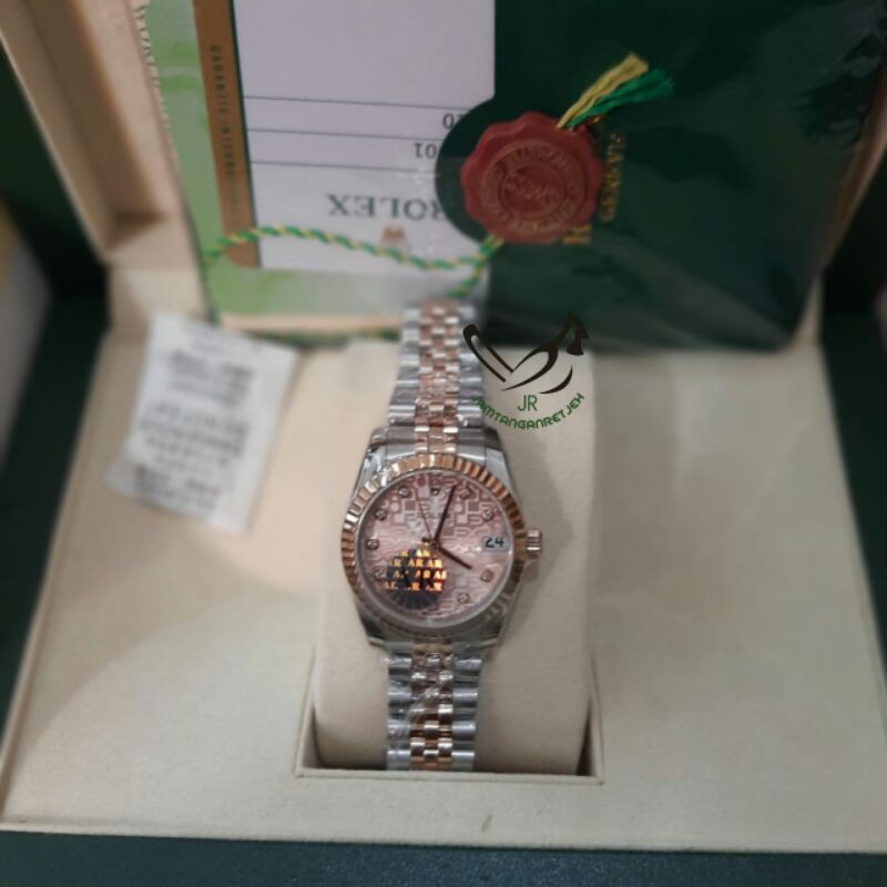 JAM TANGAN WANITA ROLEX AUTOMATIC MESIN SWISS ETA INCL BOX ORIGINAL