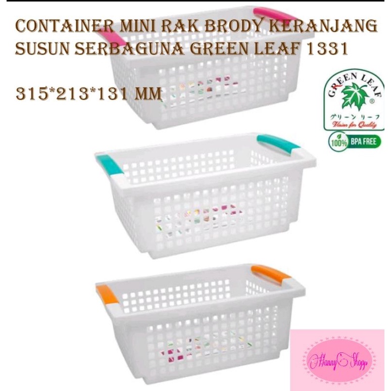 Container Mini Rak Brody Keranjang Susun Serbaguna Green Leaf 1331