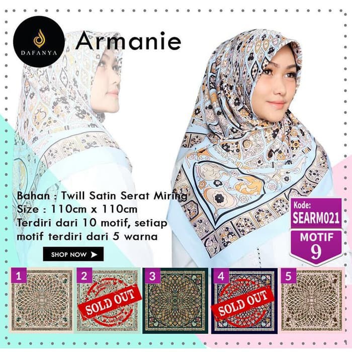 Jilbab Segiempat Dafanya Armanie Satin Motif 9 Hijab Scraf
