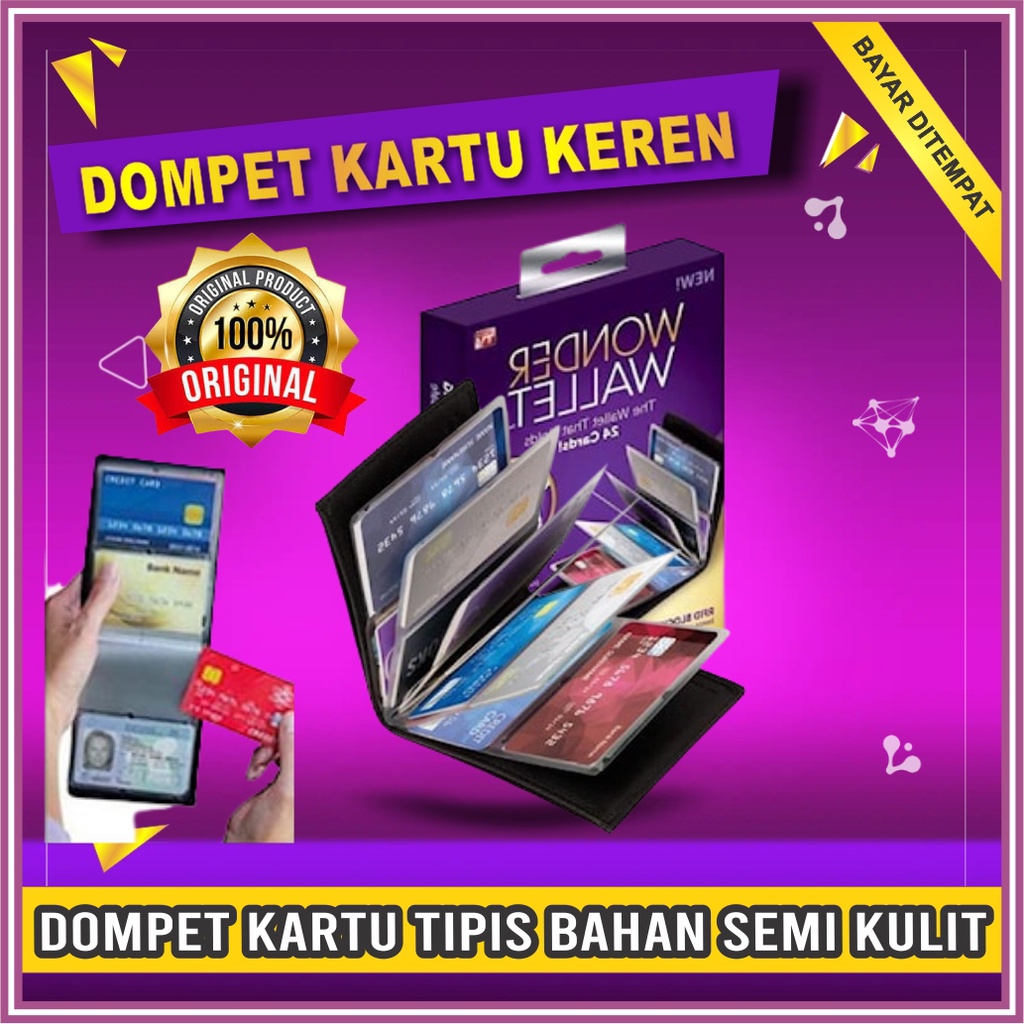 Dompet kartu impor keren bahan semi kulit kuat muat 24 kartu dengan desain tipis nyaman di genggam d