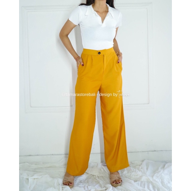 BASIC LONG KULOT HW RAYON PREMIUM CELANA DENGAN 2 KAIT KANCING DAN RESLETING HIGH WAIST