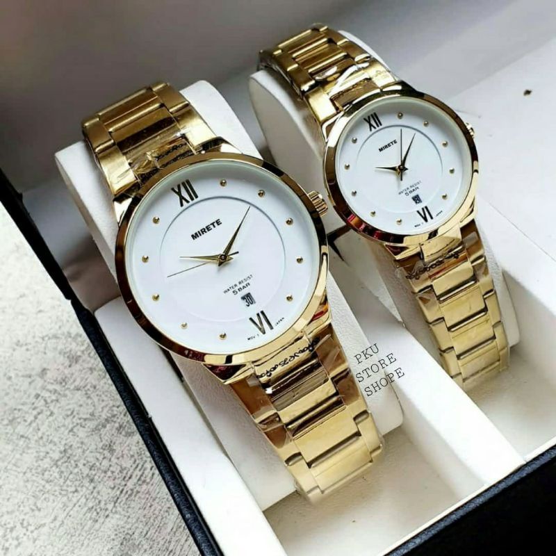 Jam Tangan Couple Analog Import Original Anti Air | Jam Tangan WANITA | Jam Tangan Pria Fitur Tanggal | Jam Couple Cowok/Cewek Free Batrai