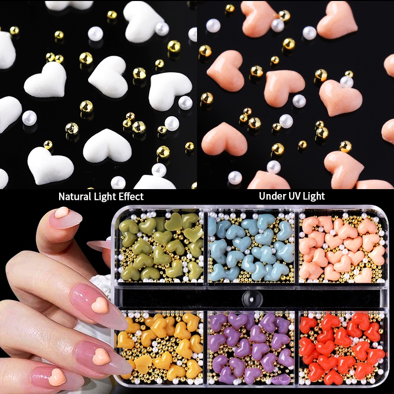 12 / 6 Grid Manik-Manik Permata 3D Bentuk Bunga Beruang Putih Bahan Akrilik Untuk Dekorasi Nail Art