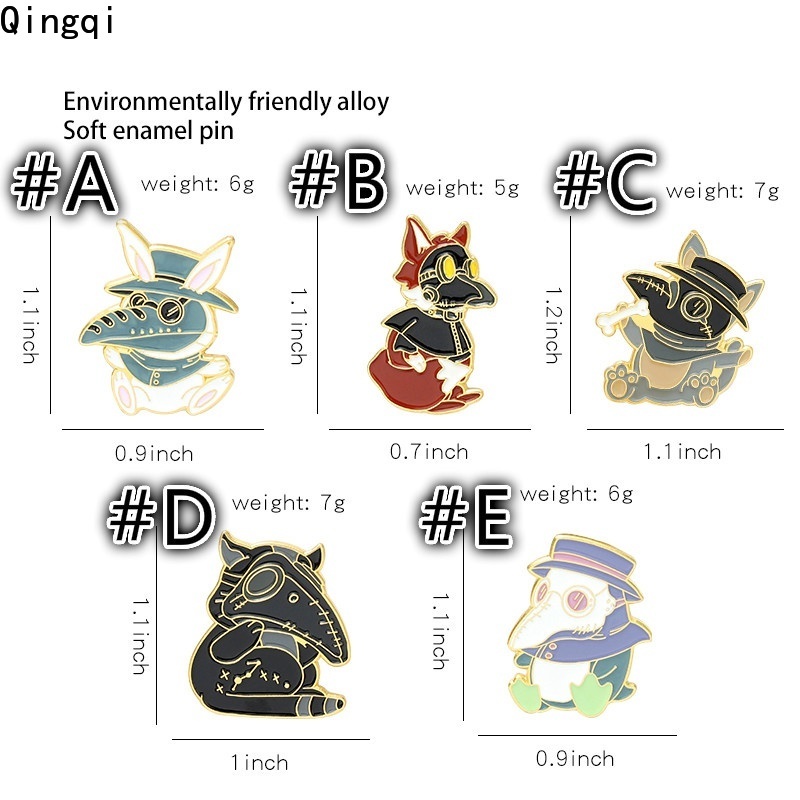 Bros Pin Enamel Desain Kartun Hewan Kelinci Rubah Penguin Beak Face Untuk Hadiah