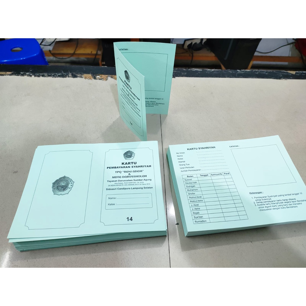KARTU PEMBAYARAN SPP ( SISWA, SANTRI, TPA,TPQ,DLL)