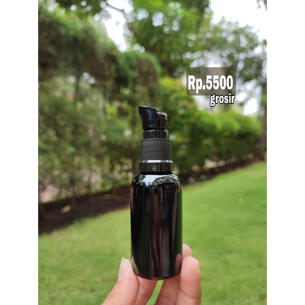 Botol Hitam Skincare Botol Pump Hitam Botol Kaca 30ml Hitam Pump Botol Lotion Hitam Botol Skincare H