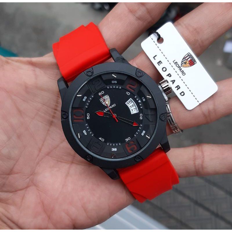 Jam tangan original leopard tali karet bisa dipake berenang