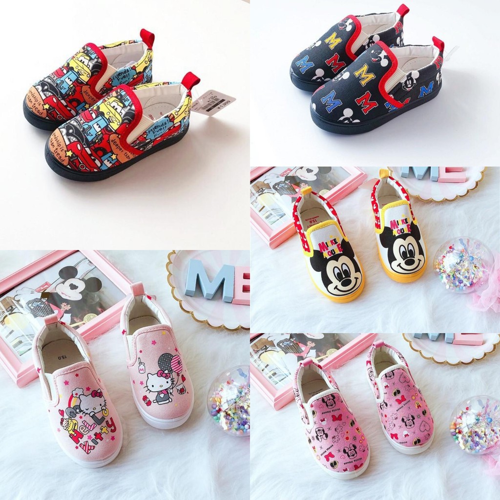 SLIP ON SHOES - SEPATU ANAK KARAKTER DISNEY, SELOP ANAK SEPATU ANA CARS, MICKEY, HELLO KITTY, MINNIE