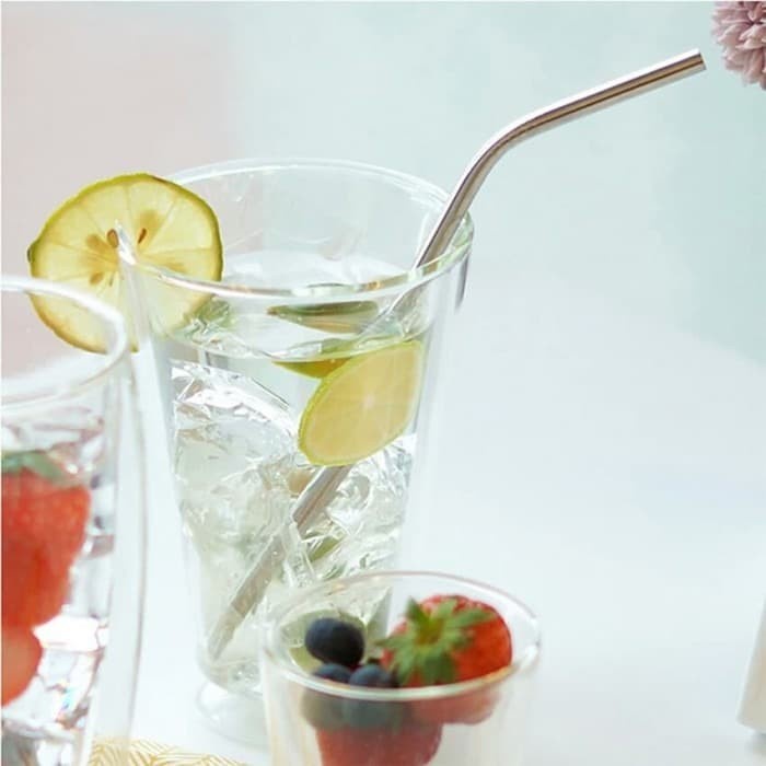 Sedotan Stainless Steel Straw Bengkok Sedotan Ramah Lingkungan