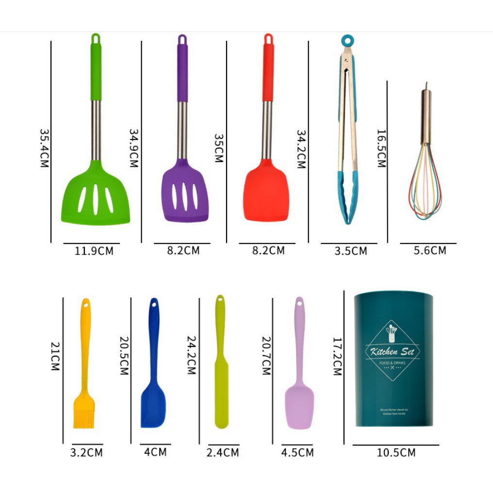 Sillicone Utensil Set 15 /Peralatan Masak Goreng Tumis Rebus Panggang Sutil Spatula Silikon