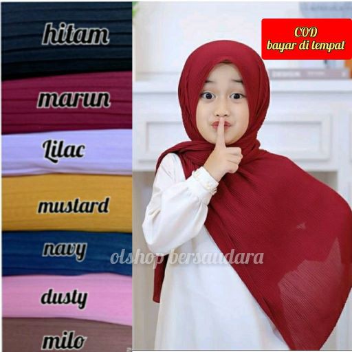 PROMO KERUDUNG PASHMINA PLISKET ANAK HARGA TERJANGKAU UMUR 4-10 THN/HIJAB PASHMINA ANAK