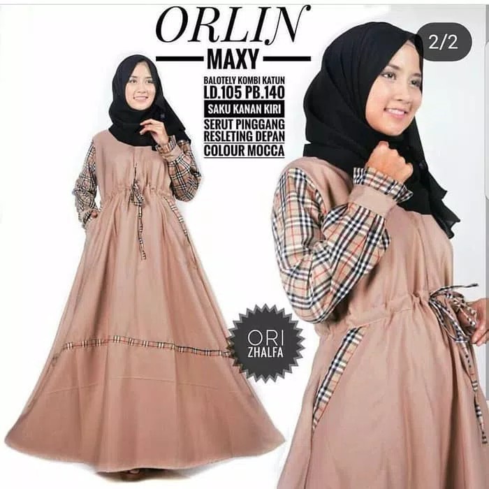 TRENDY Pakaian wanita muslim syari setelan ramadhan lebaran Burberry maxi gamis dress maxy muslimah
