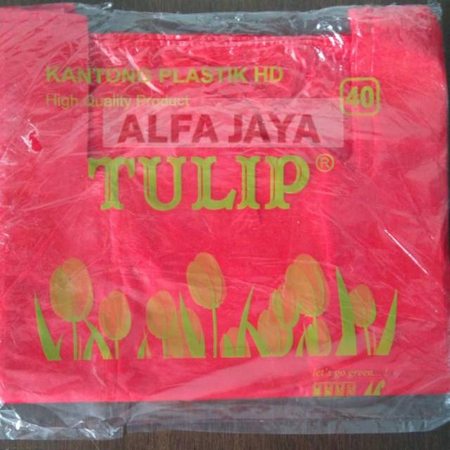 Kantong kresek tulip uk 40 merah / kantong plastik uk 40 warna merah