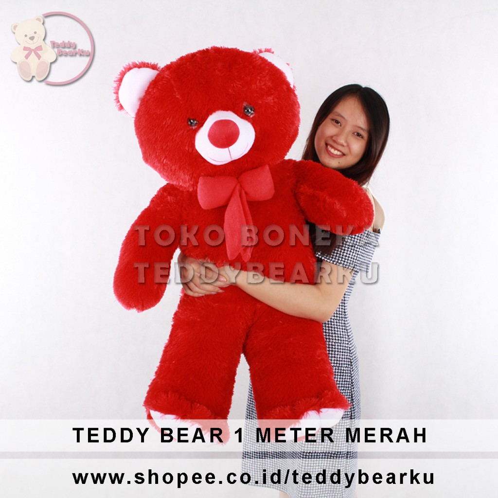 BONEKA TEDDY BEAR JUMBO UKURAN 1 METER WARNA MERAH KHAS BANDUNG