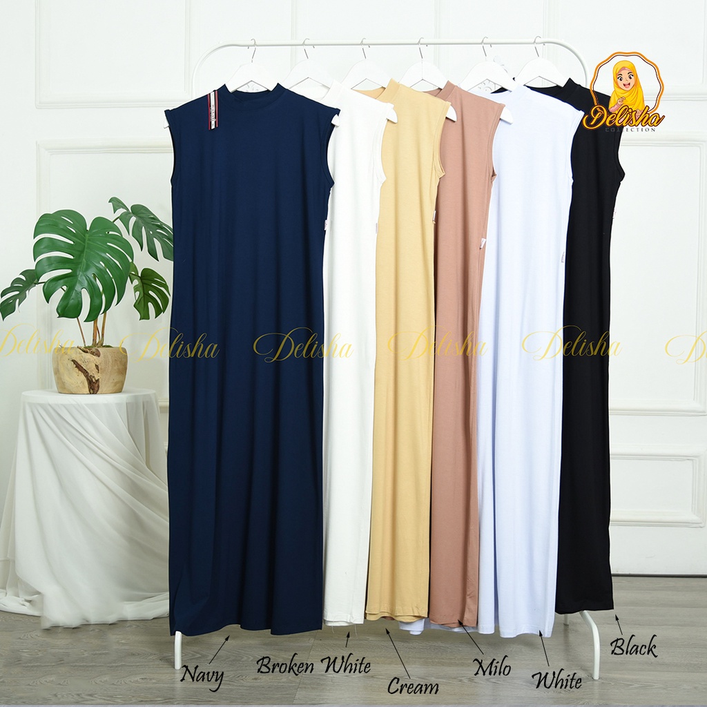 Inner Dress Tanpa Lengan Turtle Neck Rayon Premium Standard &amp; Jumbo By: Islah / Manset Gamis Yukensi Rayon Premium