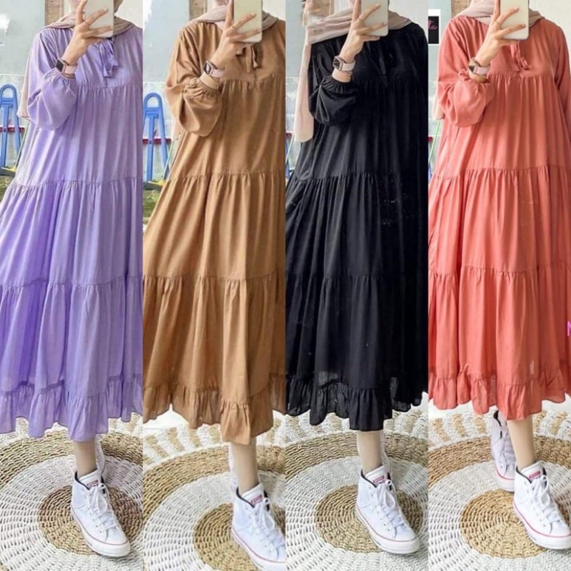 BEFAST - ZSO OOTD Wanita Dress LAMYA / SOJIN MIDI DRESS / BABYDOLL / Dress Wanita / Fashion Muslimah / Dress Maxy lengan Panjang / Dress Banyak Warna / DRess Kondangan Muslimah