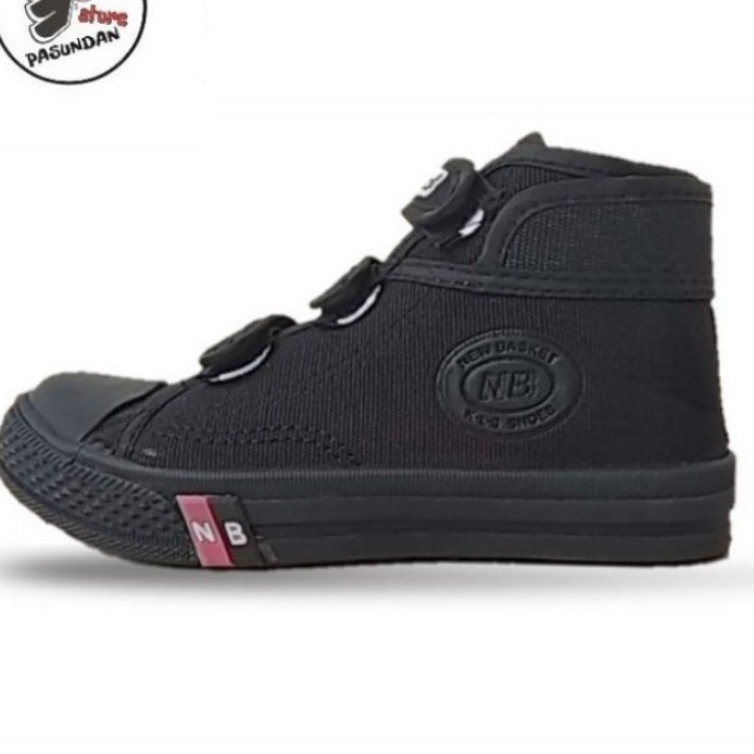 New Basket - Sepatu Sekolah Anak Pria Wanita Boot atau tinggi Model hitam putih dan hitam polosTempel Tiga Size 28 - 38