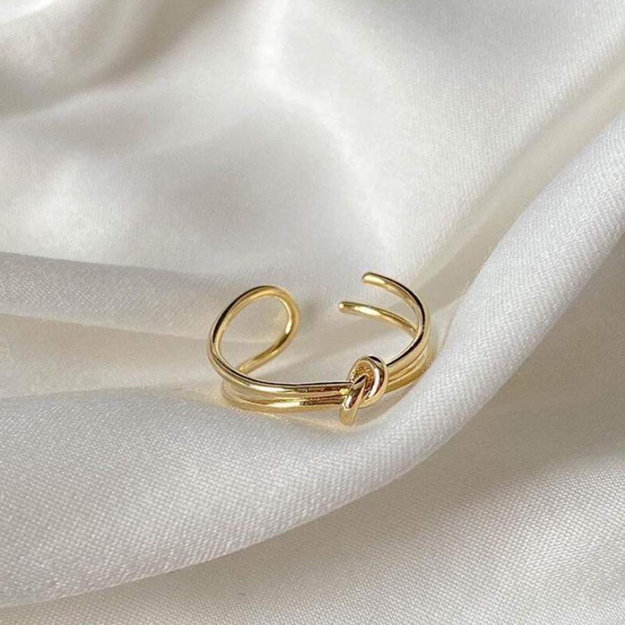 Korea Untuk Wanita Cincin Simpul Kepribadian Emas Baja Titanium Fashion Sederhana Adjustable Rings