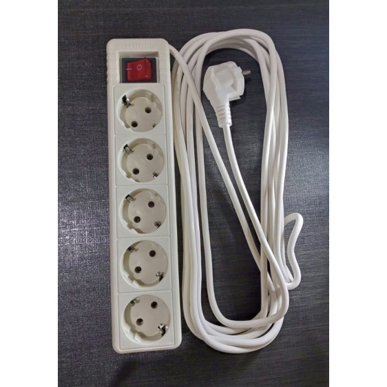 Kabel / Cok Sambung Extender 5 Lubang + Switch ada 3 &amp; 5 Meter SNI