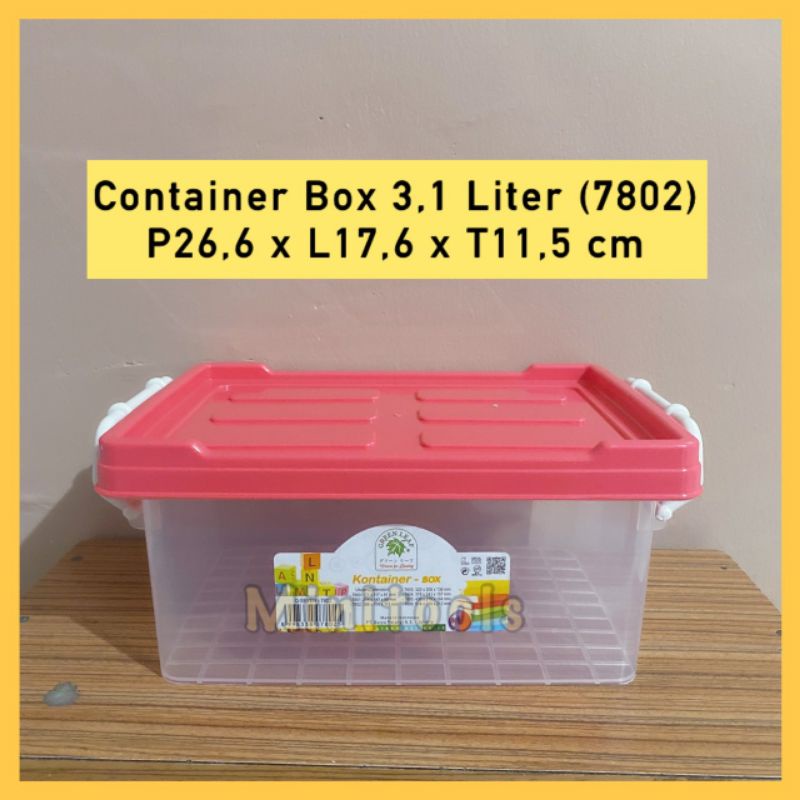 Container Box 3,1 Liter / Kotak Penyimpanan Serbaguna Masker Obat / Green Leaf 7802