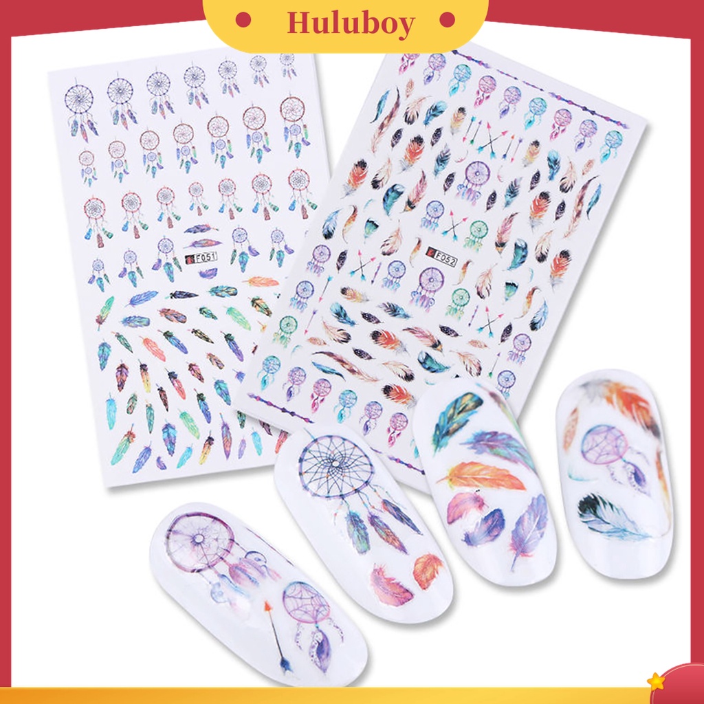 Huluboy Huluboy♡ Stiker Kertas Motif Bulu Dream Catcher Untuk Dekorasi Nail Art