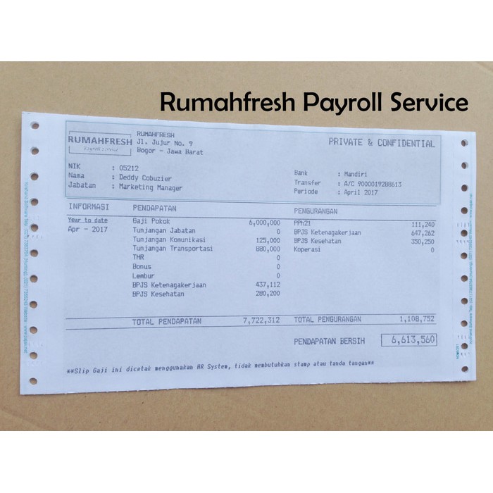 Contoh Slip Gaji Jne Cara Golden